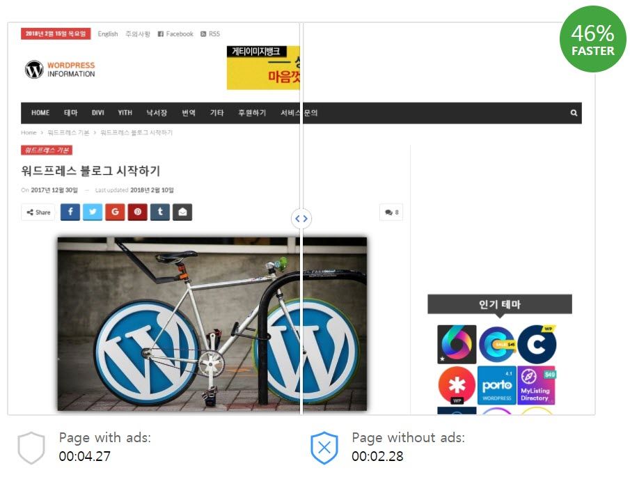 워드프레스 블로그 속도 테스트